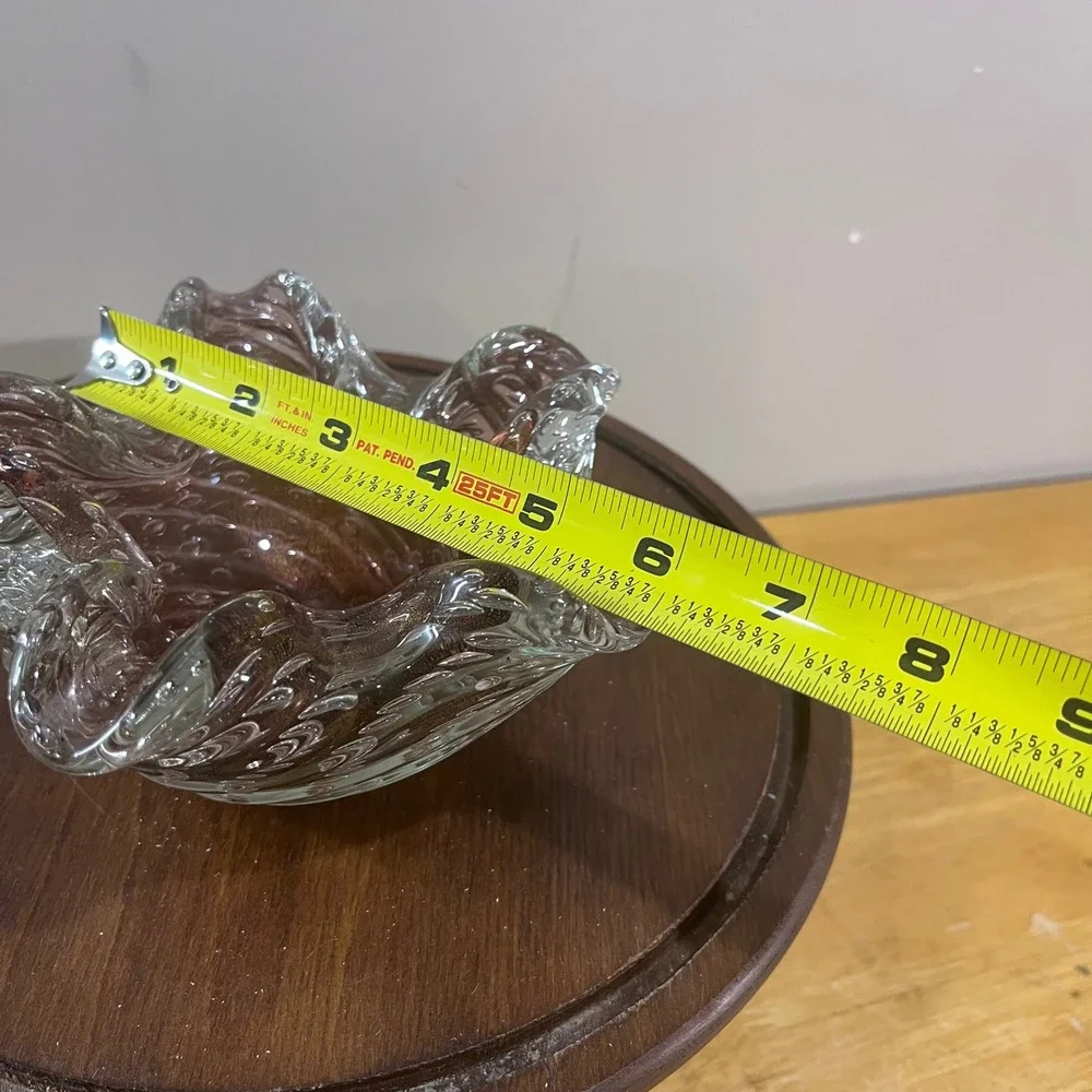Murano Barovier Bullicante Zebratti Art Glass Bowl Amethyst Gold Bubble Burst